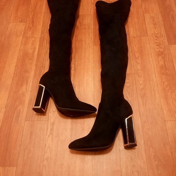 SOLD Bamboo Over The Knee Boots, Gold Lined Heel - Picture 8 of 16